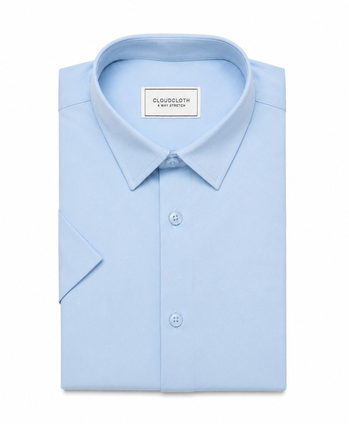 Men's 4-Way Stretch Short Sleeve Dress Shirt – Light Blue