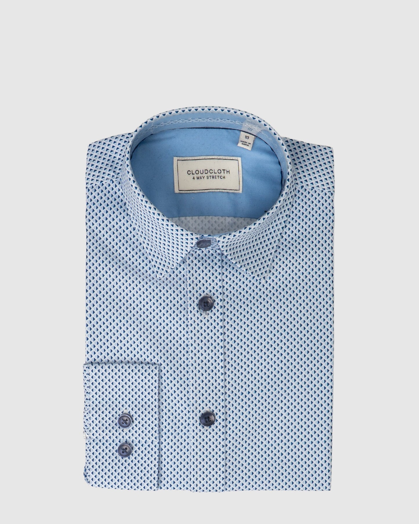 Boys 4-Way Stretch Long Sleeve Shirt With Checkered Print in Light Blue