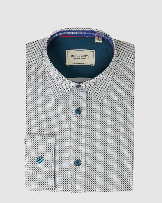 Boys 4-Way Stretch Long Sleeve Shirt With Circle Print
