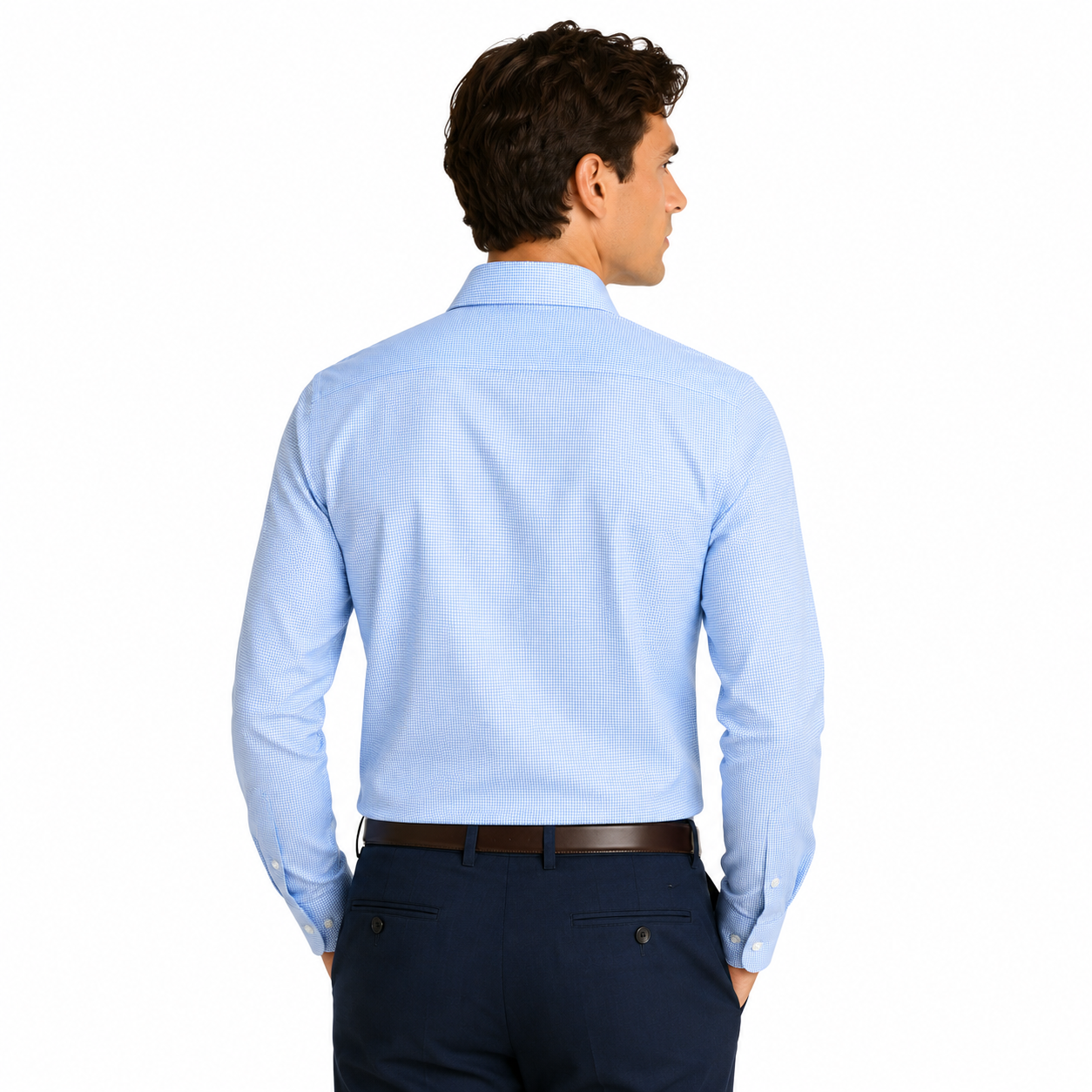 MSH9942 - Men's Light Blue Stretch Dress Shirt