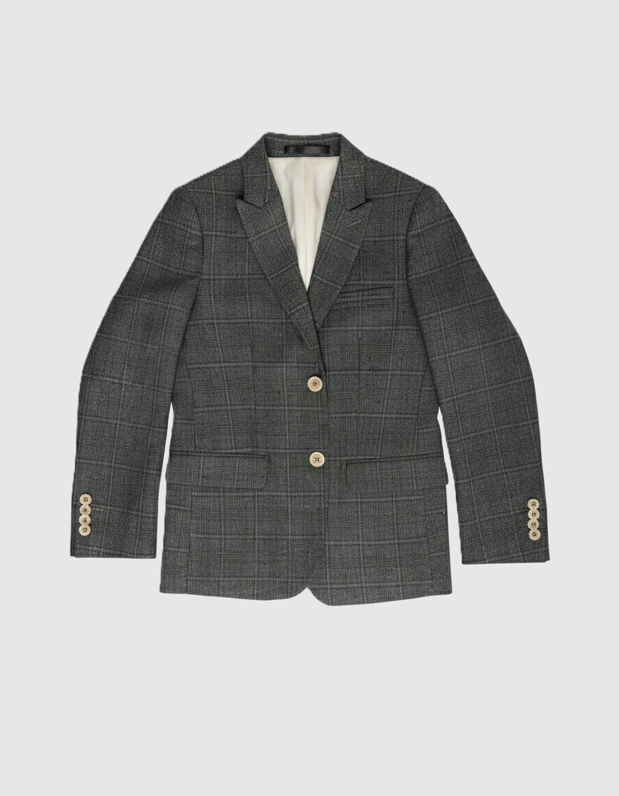 ST2775 - Boy's Charcoal Plaid Textured 2PC Suit