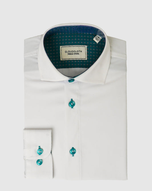 Boys 4-Way Stretch Shirt with Contrast In Green