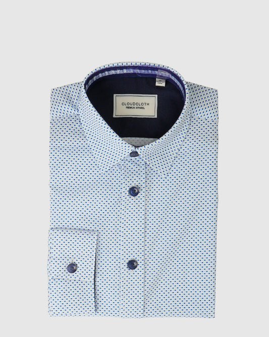 Boys 4-Way Stretch Long Sleeve Shirt With Mini-Square Print