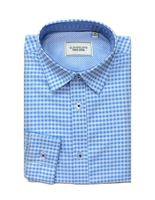 Boys 4-Way Stretch Long Sleeve Shirt With Pindot Print