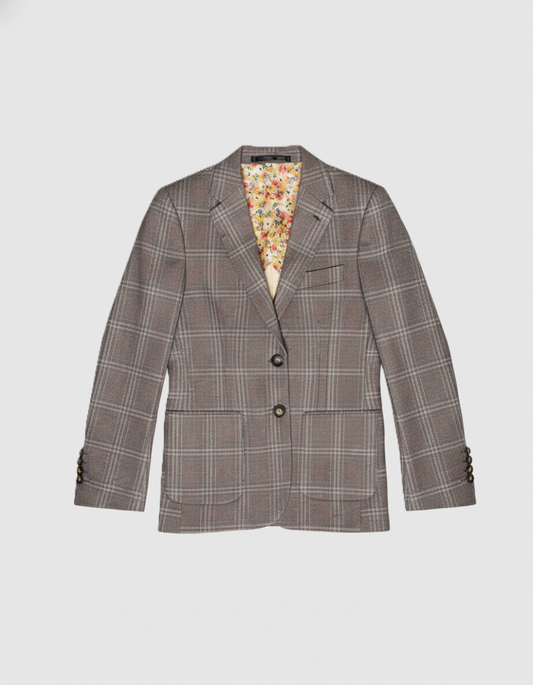 ST2762 - Classic Plaid Boys Suit in Tan