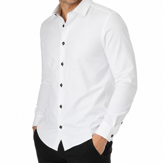 Men's 4 Way Stretch Contrast Shirt - Black Contrast