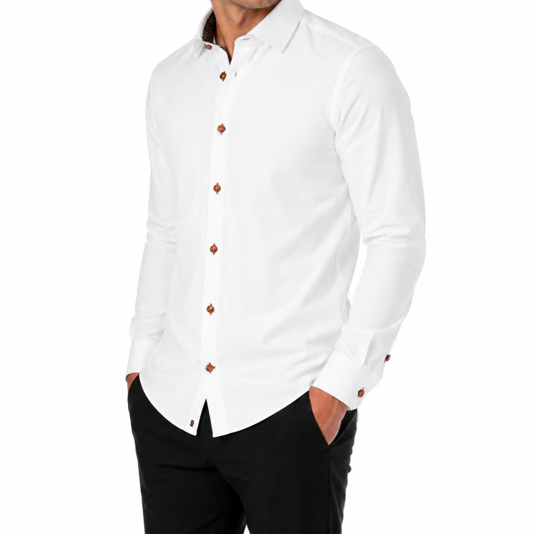 Men's 4 Way Stretch Contrast Shirt -Brown Contrast