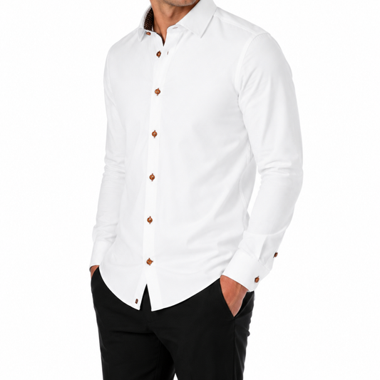 Men's 4 Way Stretch Contrast Shirt -Brown Contrast