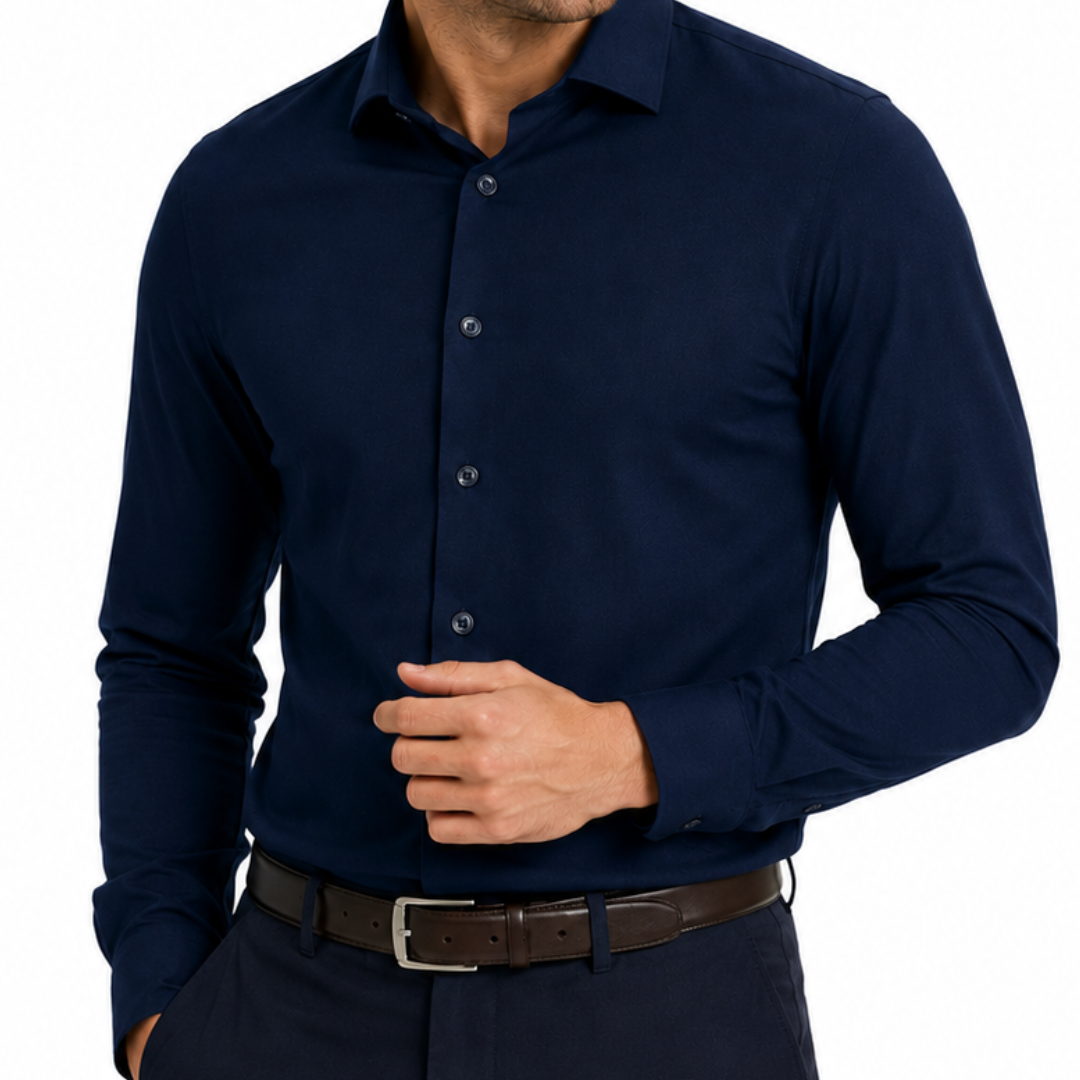 Men’s Premium Soft-Touch Navy Dress Shirt