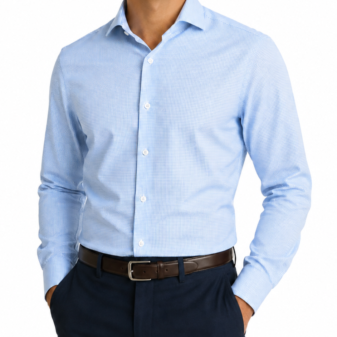 MSH9942 - Men's Light Blue Stretch Dress Shirt