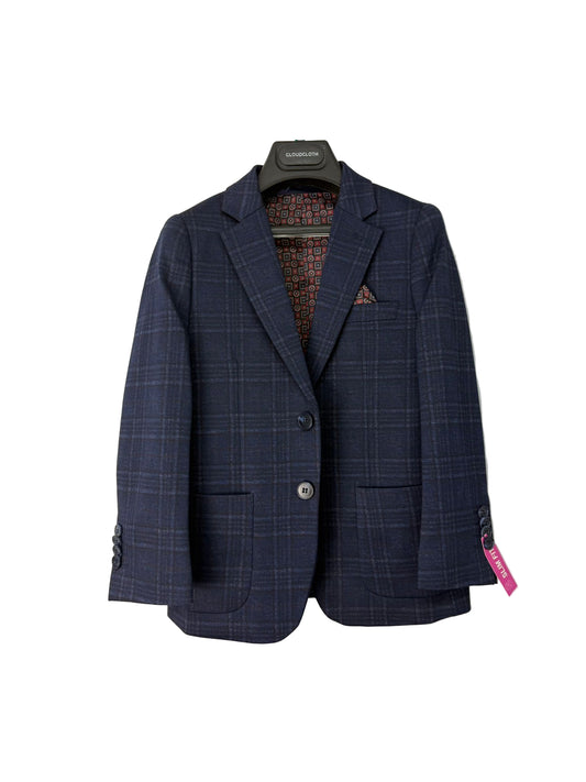 Classic Plaid Boys Suit in Navy