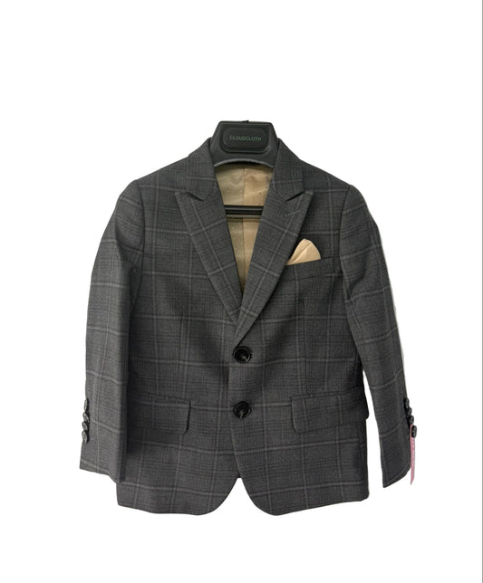 Classic Plaid Boys Suit with Satin Liner